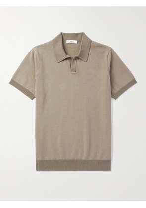 Mr P. - Honeycomb-Knit Cotton Polo Shirt - Men - Neutrals - XS