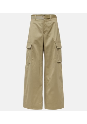 Sacai High-rise cotton gabardine wide-leg pants
