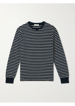 Mr P. - Striped Waffle-Knit Cotton Sweater - Men - Blue - XS