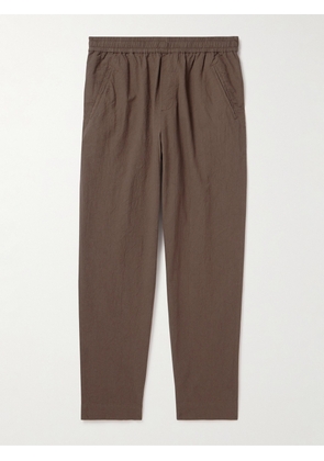 Folk - Assembly Tapered Crinkled-Cotton Trousers - Men - Brown - 2