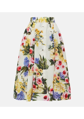 Dolce&Gabbana Floral cotton poplin midi skirt