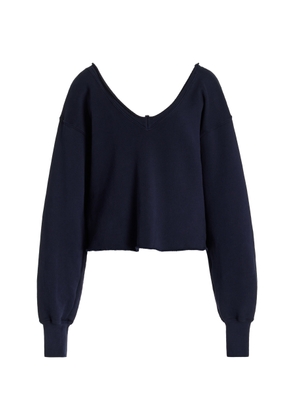 Les Tien - Veronica Off-The-Shoulder Cotton Sweatshirt - Navy - XS - Moda Operandi