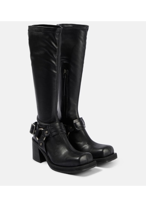 high Versace - Leather platform knee-high boots, Mytheresa