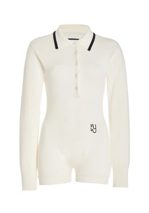 YAITTE - Exclusive Sierra Knit Cotton-Cashmere Playsuit - White - M - Moda Operandi