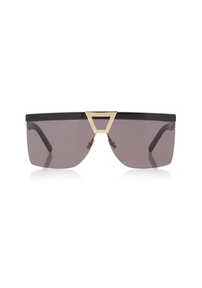 Saint Laurent - Palace Metal Shield Sunglasses - Black - OS - Moda Operandi