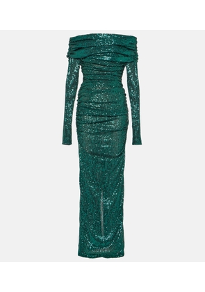 Dolce&Gabbana Off-shoulder sequined gown