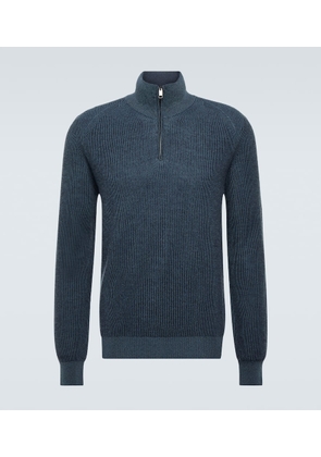 Brioni Cashmere, wool, and silk half-zip sweater