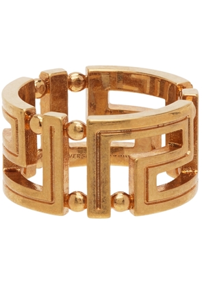 Versace Gold Crystal Greca Ring