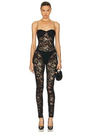 Oseree O Lover Lace Balconette Jumpsuit in Black - Black. Size L (also in ).