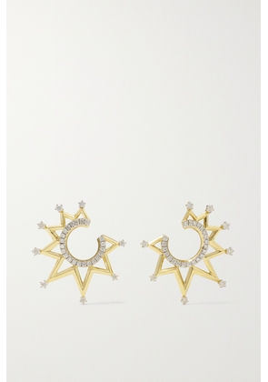 SORELLINA - Empress Crescent 18-karat Gold Diamond Earrings - One size