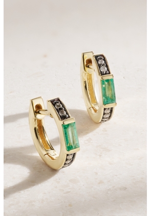 SORELLINA - Otto 18-karat Gold, Diamond And Emerald Hoop Earrings - Green - One size