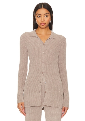Barefoot Dreams CozyChic Ultra Lite Ribbed Button Down Cardi in Grey. Size M, XS.