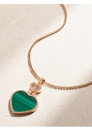 Chopard - Happy Hearts 18-karat Rose Gold, Malachite And Diamond Necklace - One size