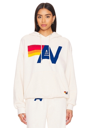 Aviator Nation Pullover Logo Hoodie in Ivory. Size S.