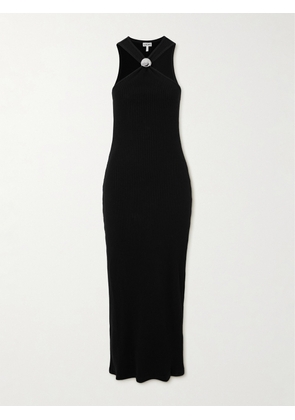 Loewe - Embellished Ribbed Cotton-jersey Midi Dress - Black - x small,small,medium,large,x large