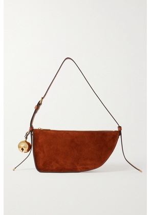 Burberry - Large Embellished Leather-trimmed Suede Shoulder Bag - Brown - One size