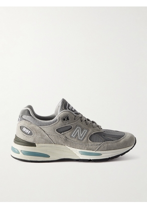 New Balance - 991v2 Mesh And Faux Leather-trimmed Suede Sneakers - Silver - US4,US4.5,US5,US5.5,US6,US6.5,US7,US7.5,US8,US8.5,US9,US9.5