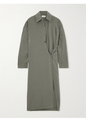 LEMAIRE - Silk-blend Midi Wrap Shirt Dress - Gray - FR34,FR36,FR38,FR40,FR42,FR44