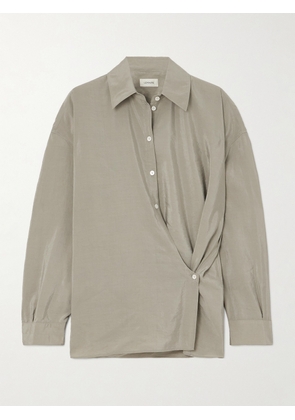 LEMAIRE - Twist-front Silk-blend Wrap Shirt - Gray - FR34,FR36,FR38,FR40,FR42,FR44