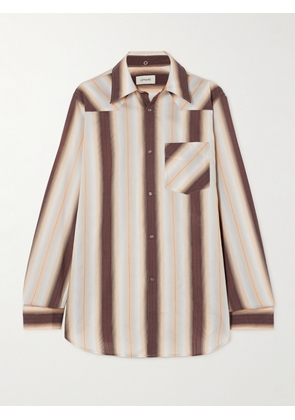 LEMAIRE - Western Striped Cotton, Silk And Linen-blend Shirt - Brown - FR34,FR36,FR38,FR40,FR42,FR44