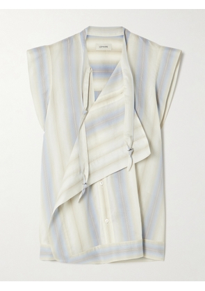 LEMAIRE - Asymmetric Striped Cotton, Silk And Linen-blend Blouse - Blue - FR34,FR36,FR38,FR40