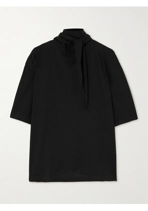 LEMAIRE - Tie-neck Cotton T-shirt - Black - x small,small,medium,large,x large