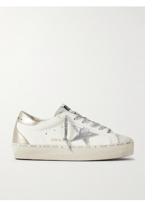 Golden Goose - Hi Star Distressed Suede- And Snake-effect-trimmed Leather Sneakers - White - IT35,IT36,IT37,IT38,IT39,IT40,IT41,IT42