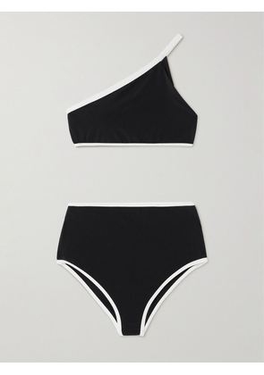 Lisa Marie Fernandez - + Net Sustain One-shoulder Two-tone Crepe Bikini - Black - 0,1,2,3,4