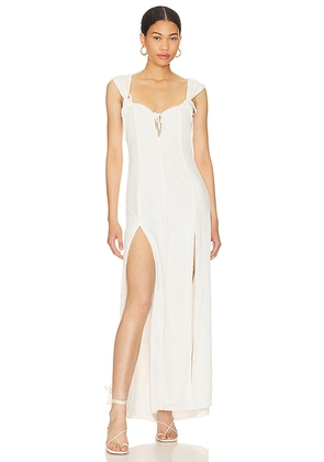 LPA Gabriella Eyelet Maxi Dress in White. Size L, S.