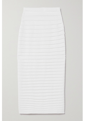 Alaïa - Layered Stretch-knit Midi Skirt - White - FR34,FR36,FR38,FR40,FR42,FR44