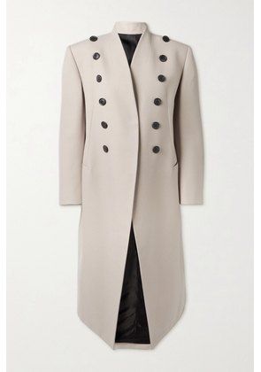 Alaïa - Button-embellished Wool-gabardine Coat - Brown - FR34,FR36,FR38,FR40,FR42,FR44