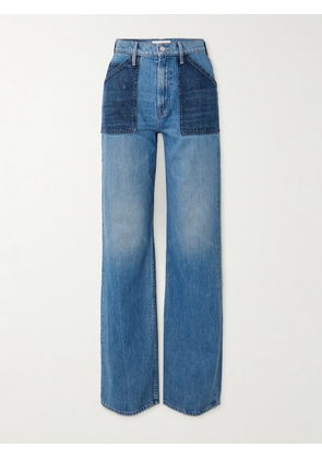 Mother - + Net Sustain The Patch Maven Heel Two-tone High-rise Straight-leg Jeans - Blue - 23,24,25,26,27,28,29,30,31,32