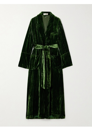 Olivia von Halle - Capability Belted Crushed-velvet Robe - Green - XS/S,M/L