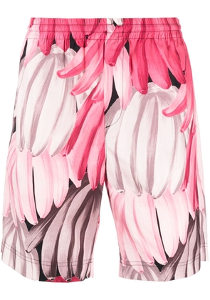 MSGM banana-print track shorts - Pink