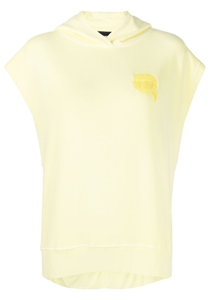 Karl Lagerfeld logo-patch sleeveless hoodie - Yellow