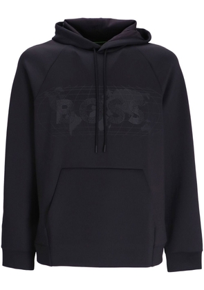 BOSS rhinestone-logo drawstring hoodie - Black