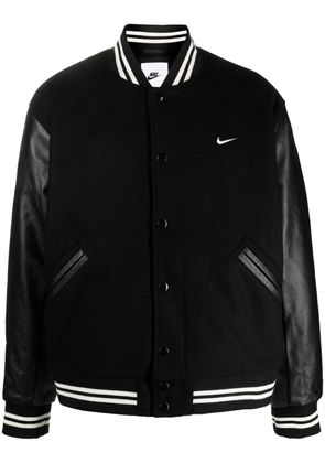 Nike logo-embroidered panelled bomber jacket - Black