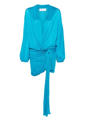 Blumarine draped V-neck mini dress - Blue