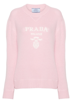 Prada intarsia-logo ribbed jumper - Pink
