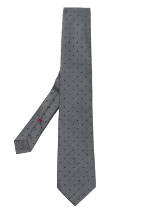 Brunello Cucinelli embroidered polka-dot pattern tie - Grey