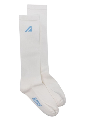 Autry logo-print ribbed socks - White