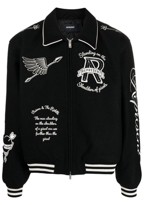Represent Cherub motif-embroidered bomber jacket - Black