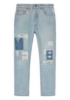 Palm Angels ripped straight-leg jeans - Blue