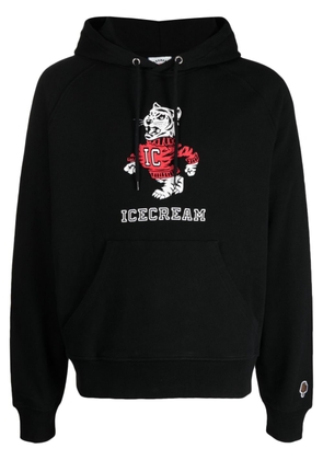 ICECREAM tiger-print rib-trimmed hoodie - Black