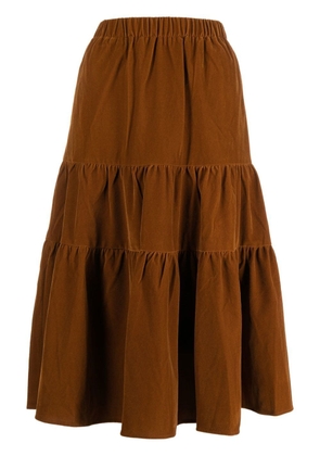 tout a coup tiered high-waist midi skirt - Brown