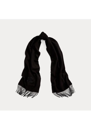 Faux-Leather-Logo Wool-Blend Scarf