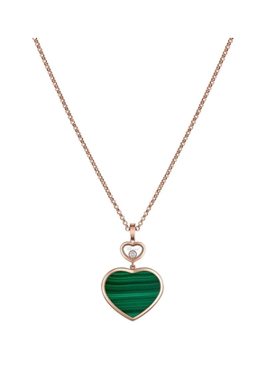 Chopard Rose Gold, Diamond And Malachite Happy Hearts Pendant Necklace