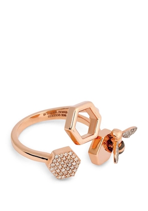 Bee Goddess Rose Gold And Diamond Honeycomb Ring (Size 54)