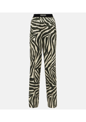 Tom Ford Printed silk-blend wide-leg pants