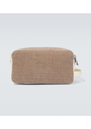 Brunello Cucinelli Leather-trimmed cotton and linen pouch